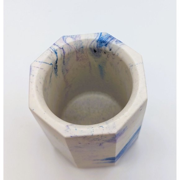 Pencil or Makeup Jar and Mushroom Trinket Jar Blue Handmade - Picture 9 of 10